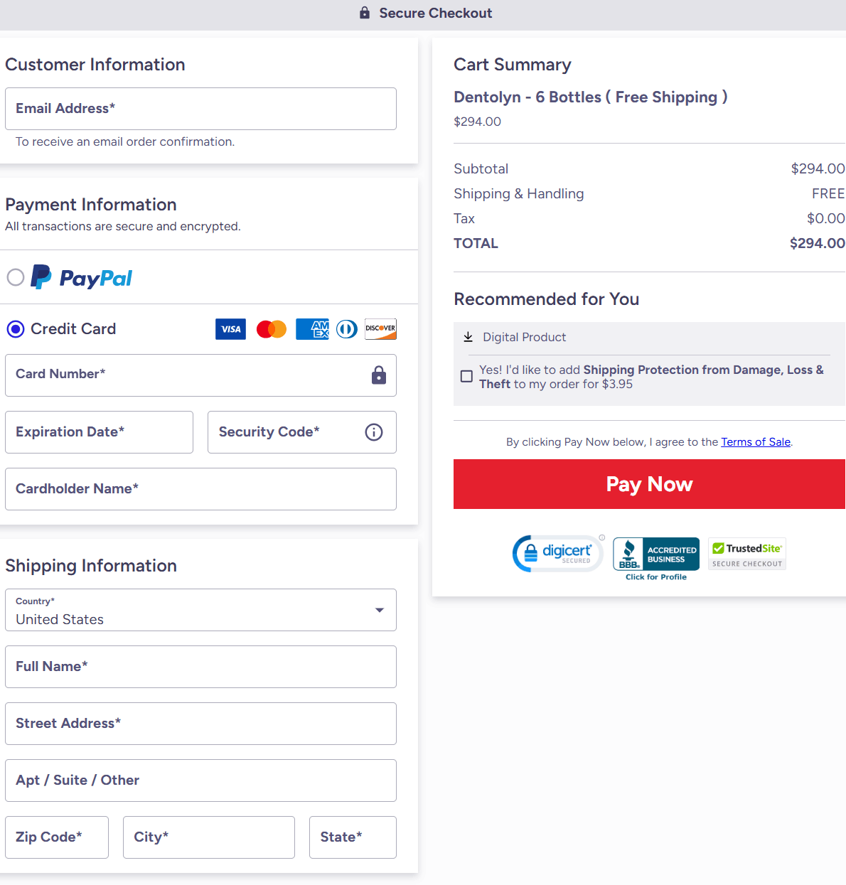 Dentolyn-Secure-Checkout Page